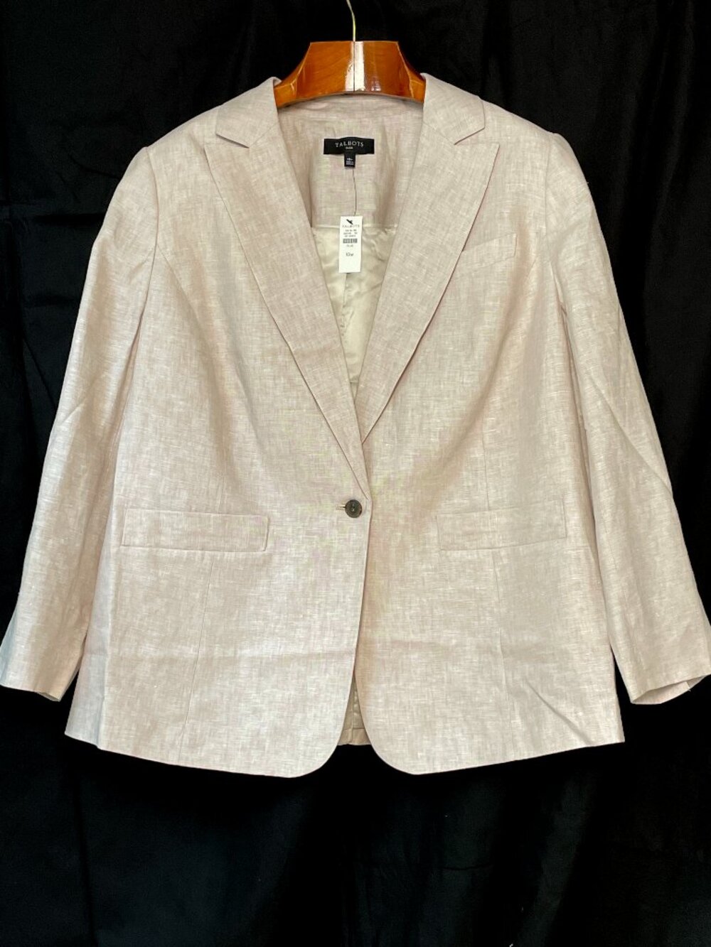 NWT Talbots Pink Beige Classic Linen Single Button Blazer Jacket Plus Size 18W